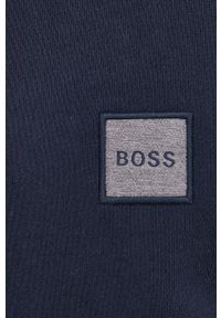BOSS - Boss Bluza bawełniana męska kolor granatowy z kapturem gładka. Okazja: na co dzień. Typ kołnierza: kaptur. Kolor: niebieski. Materiał: bawełna. Wzór: gładki. Styl: casual #5