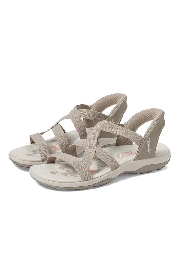 skechers - Sandały SKECHERS REGGAE SLIM Brązowy. Kolor: brązowy. Materiał: tkanina. Sezon: lato