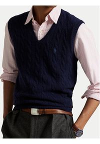 Polo Ralph Lauren Sweter 710974166001 Granatowy Regular Fit. Typ kołnierza: polo. Kolor: niebieski. Materiał: wełna