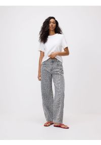 Reserved - Jeansy barrel leg w panterkę - wielobarwny. Wzór: motyw zwierzęcy #1