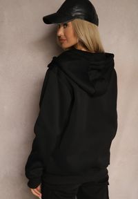 Renee - Czarna Rozpinana Bluza z Dodatkiem Bawełny z Kapturem i Polarem Tadela. Okazja: na co dzień. Typ kołnierza: kaptur. Kolor: czarny. Materiał: bawełna, polar. Styl: casual, elegancki #4