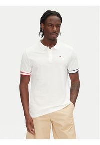 Tommy Jeans Polo Flag Cuff DM0DM21306 Écru Slim Fit. Typ kołnierza: polo. Materiał: bawełna #1