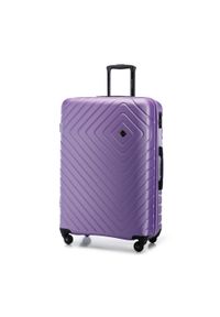 Wittchen - Duża walizka z ABS-u z geometrycznym tłoczeniem fioletowa. Kolor: fioletowy. Materiał: poliester. Wzór: geometria. Styl: wakacyjny, elegancki