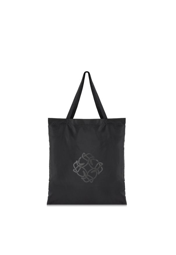 Ochnik - Torebka shopperka damska. Kolor: czarny. Wzór: aplikacja. Materiał: zdobione. Styl: casual