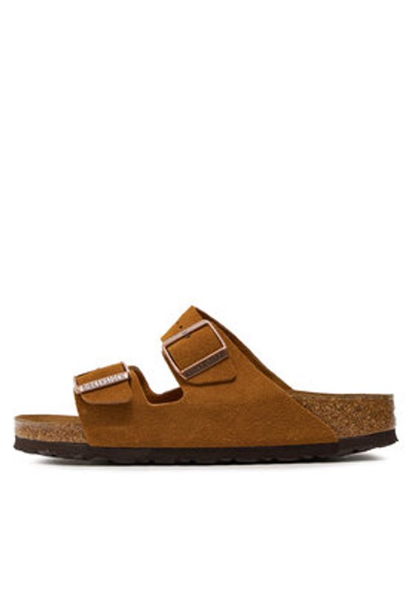 Birkenstock Klapki Arizona Bs 1009527 Brązowy. Kolor: brązowy. Materiał: zamsz, skóra