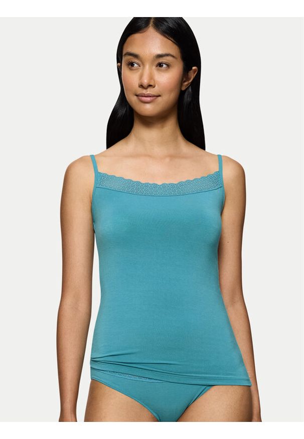 Triumph Top Feel Of Modal 10221654 Turkusowy Slim Fit. Kolor: turkusowy