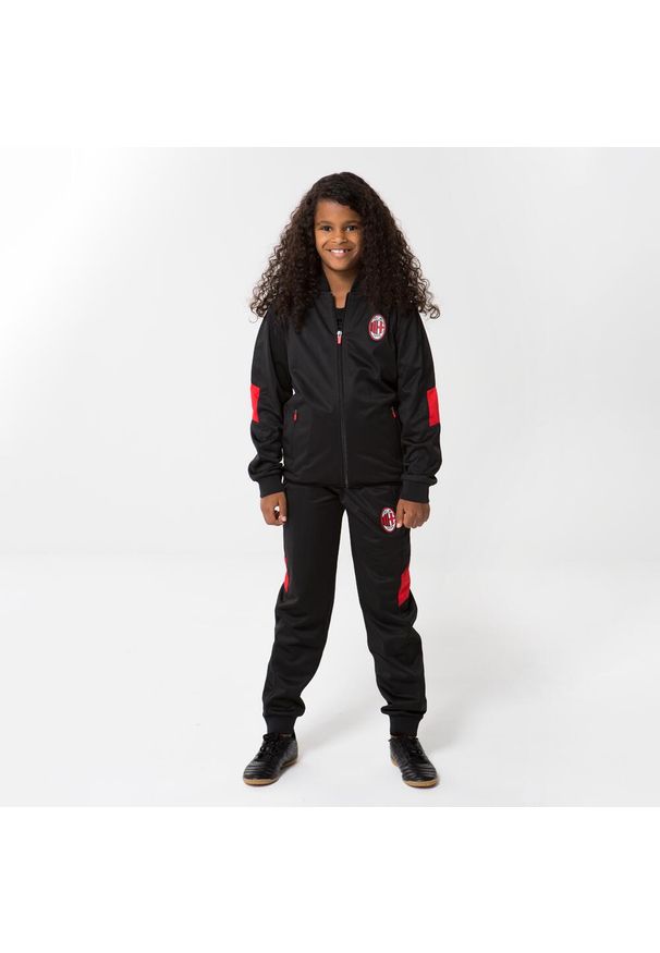 AC MILAN - Dres treningowy AC Milan dla dzieci. Kolor: czarny. Materiał: dresówka. Styl: sportowy