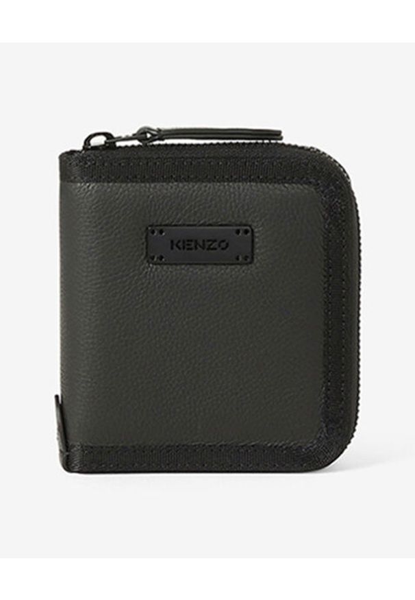 Kenzo - KENZO - Skórzany portfel Courier. Kolor: czarny. Materiał: skóra. Wzór: aplikacja