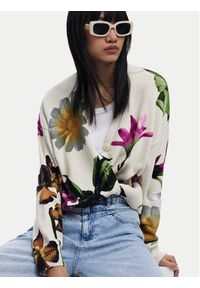 Desigual Kardigan Vania 25SWJF34 Beżowy Loose Fit. Kolor: beżowy. Materiał: bawełna