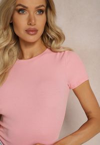Renee - Różowy Elastyczny T-shirt z Bawełny Larenimes. Kolor: różowy. Materiał: bawełna