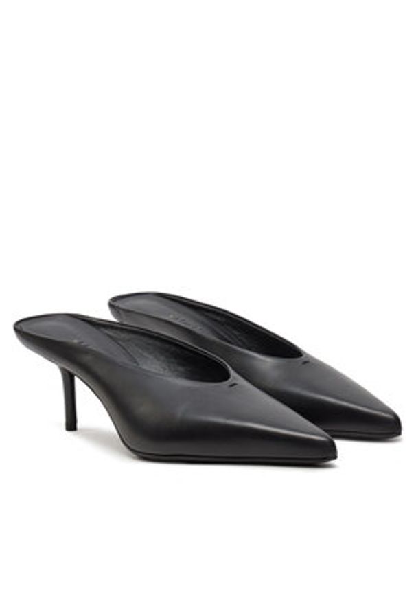 Max Mara Klapki Mmmulecalf 24245261716 Czarny. Kolor: czarny. Materiał: skóra