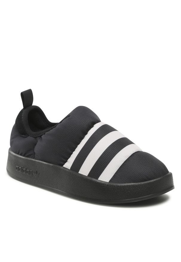 Adidas - Kapcie adidas Puffylette GY4559 Cblack/Greone/Cblack. Kolor: czarny. Materiał: materiał