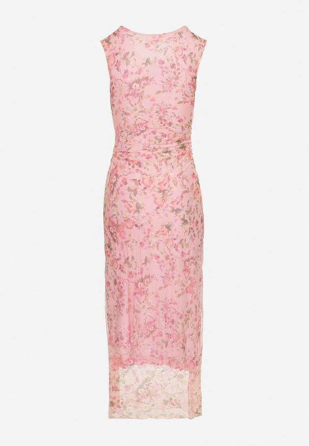 Renee - Różowa Sukienka Typu Bodycon w Kwiatowy Wzór Melavela. Kolor: różowy. Wzór: kwiaty. Typ sukienki: bodycon. Styl: klasyczny