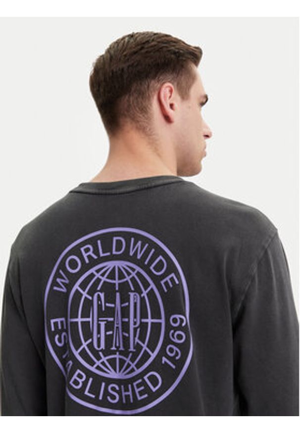 GAP - Gap Longsleeve 765034-03 Czarny Regular Fit. Kolor: czarny. Materiał: bawełna. Długość rękawa: długi rękaw