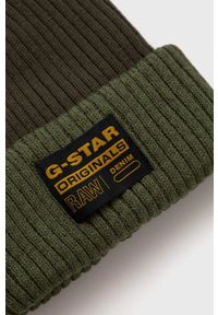 G-Star RAW - G-Star Raw czapka dwustronna bawełniana kolor zielony z grubej dzianiny bawełniana. Kolor: zielony. Materiał: dzianina, bawełna