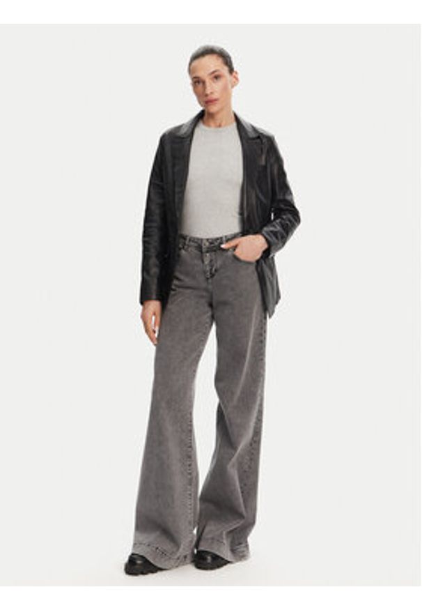 Serge Pariente Kurtka skórzana Caprice Czarny Slim Fit. Kolor: czarny. Materiał: skóra