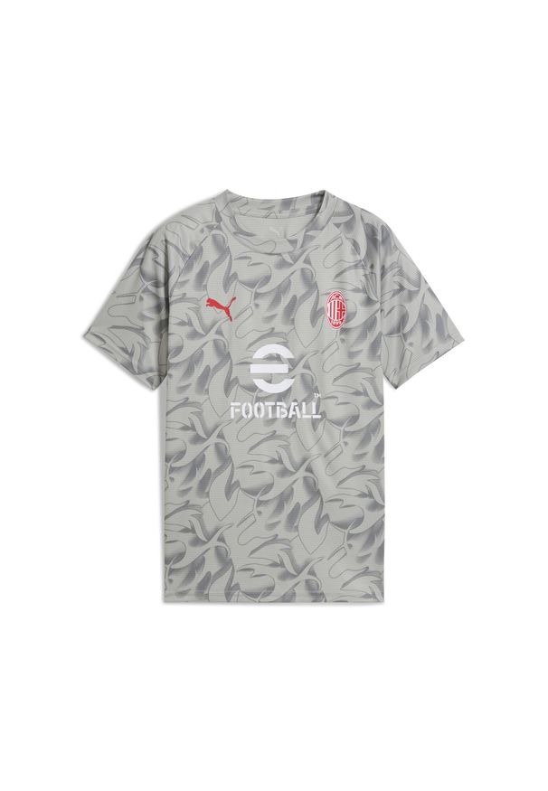 Puma - Młodzieżowa koszulka przedmeczowa AC Milan PUMA Smokey Gray White. Kolor: szary, biały, wielokolorowy. Sport: piłka nożna
