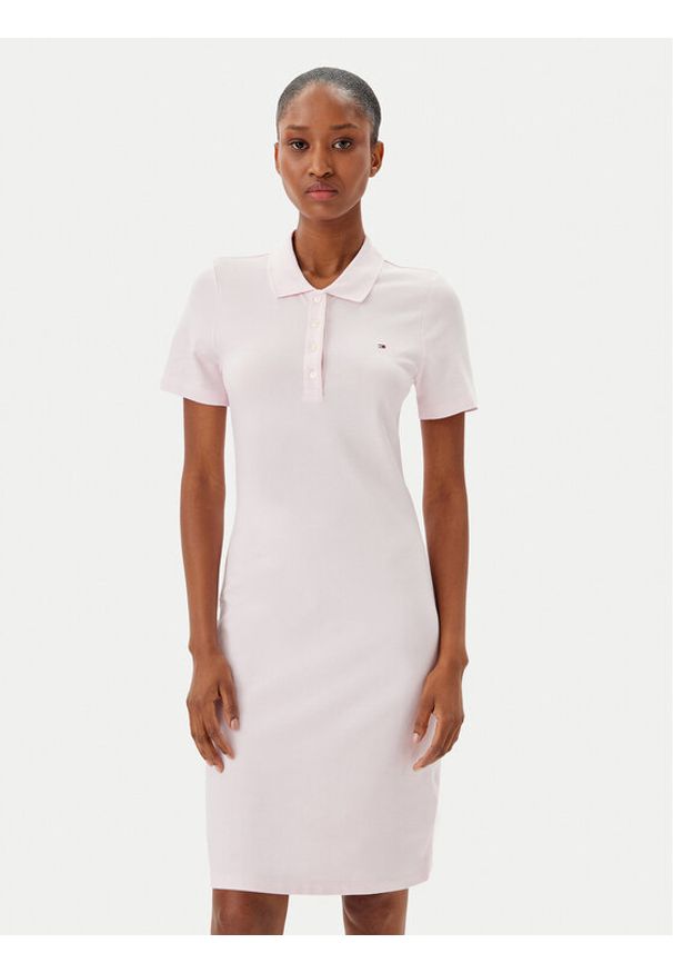 TOMMY HILFIGER - Tommy Hilfiger Sukienka codzienna WW0WW43228 Różowy Slim Fit. Okazja: na co dzień. Kolor: różowy. Materiał: bawełna. Typ sukienki: proste. Styl: casual