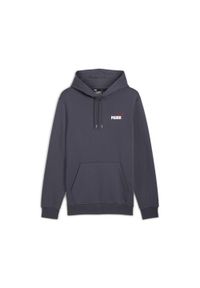 Puma - Męska bluza z kapturem i małym dwukolorowym logo Essentials+ PUMA Galactic Gray. Typ kołnierza: kaptur. Kolor: szary. Sport: joga i pilates