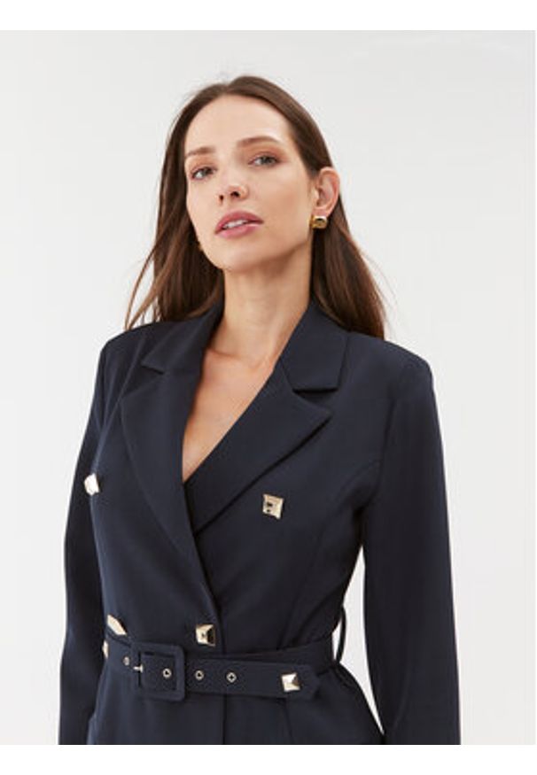 Maryley Sukienka codzienna 23IB372/41MO Granatowy Regular Fit. Okazja: na co dzień. Kolor: niebieski. Materiał: syntetyk. Typ sukienki: proste. Styl: casual