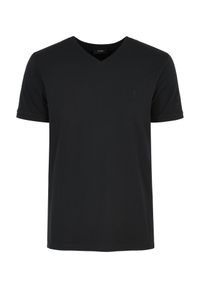 Ochnik - Czarny basic T-shirt męski z logo. Kolor: czarny. Materiał: bawełna. Długość: krótkie. Wzór: aplikacja #2
