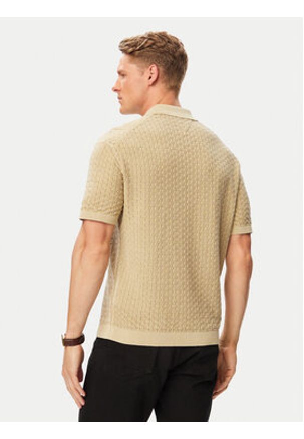 TOMMY HILFIGER - Tommy Hilfiger Polo MW0MW43246 Beżowy Regular Fit. Typ kołnierza: polo. Kolor: beżowy. Materiał: bawełna