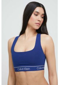 Calvin Klein Underwear biustonosz kolor niebieski wzorzysty. Kolor: niebieski. Materiał: dzianina. Rodzaj stanika: odpinane ramiączka