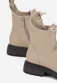 Born2be - Beżowe Botki Trzewiki ze Skóry Naturalnej Lilidessa. Okazja: na co dzień. Kolor: beżowy. Materiał: skóra. Styl: elegancki, casual, klasyczny #3