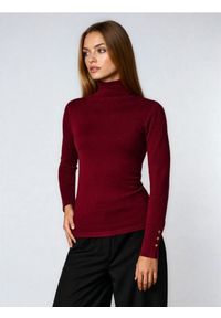 Sinsay - Golf z wiskozą i ozdobnymi guzikami - czerwony. Typ kołnierza: golf. Kolor: czerwony. Materiał: wiskoza