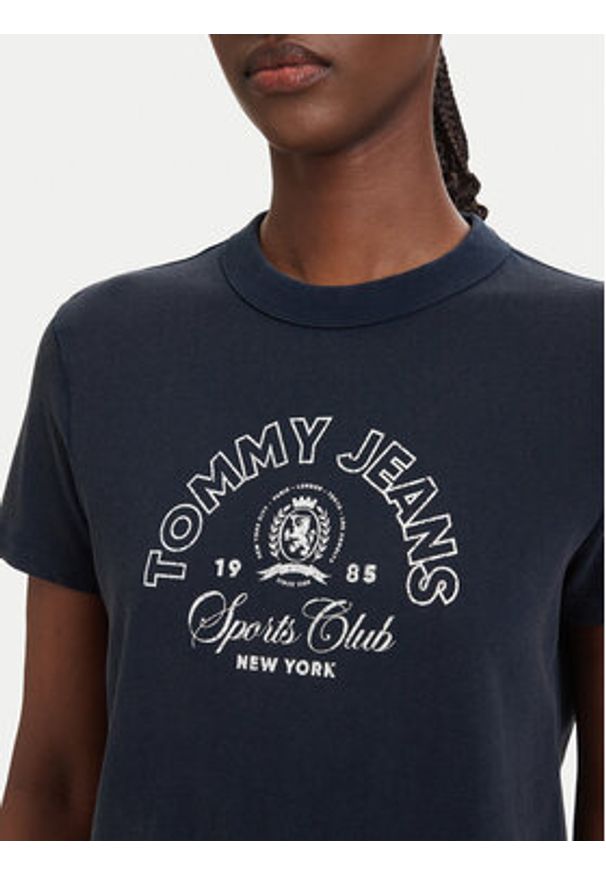 Tommy Jeans T-Shirt Heritage Logo DW0DW22816 Granatowy Regular Fit. Kolor: niebieski. Materiał: bawełna