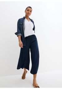 bonprix - Spodnie culotte w długości do łydki, z miękkiej wiskozy. Kolor: niebieski. Materiał: wiskoza. Styl: elegancki #2