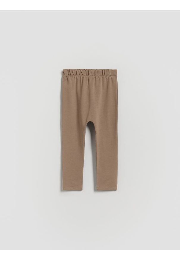 Reserved - Bawełniane legginsy - brązowy. Kolor: brązowy. Materiał: bawełna
