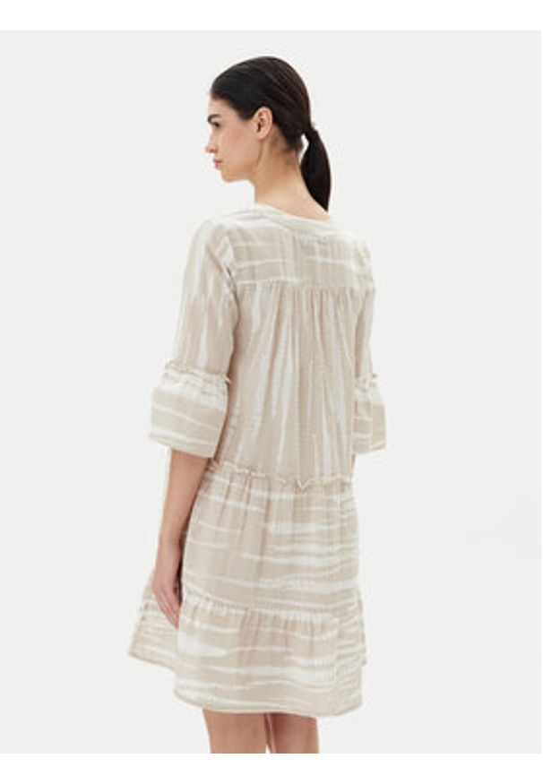 Vero Moda Sukienka letnia Dicthe 10225127 Beżowy Loose Fit. Kolor: beżowy. Materiał: bawełna. Sezon: lato
