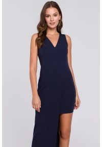 Sukienki.shop - Piękna wieczorowa sukienka o wydłużonej linii jednego boku. Typ sukienki: asymetryczne. Styl: wizytowy. Długość: mini #2