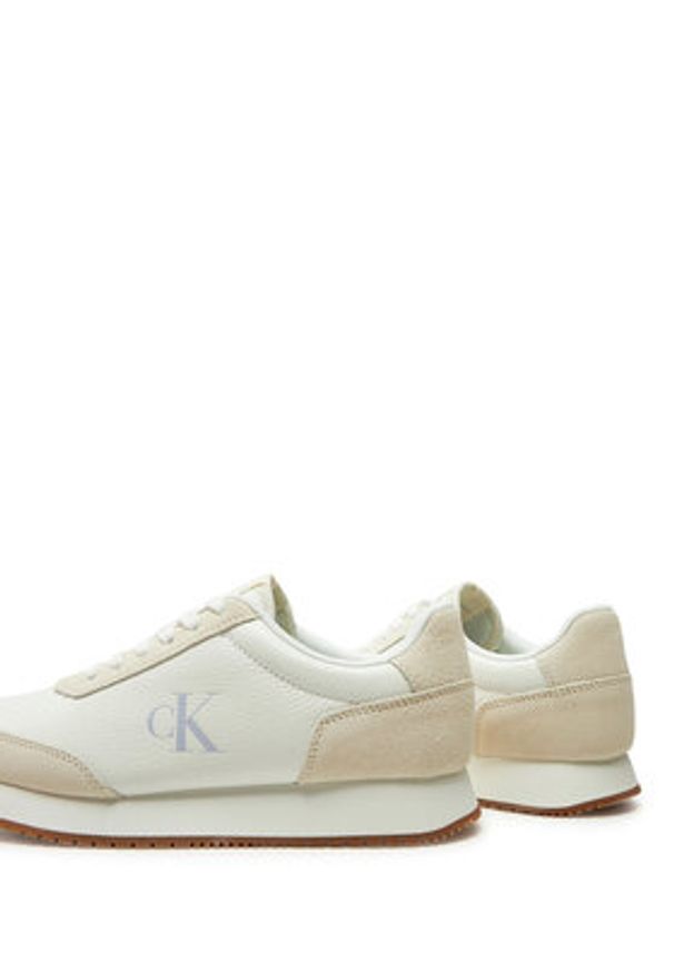 Calvin Klein Jeans Sneakersy Runner Laceup Low Mix Mg YW0YW01798 Biały. Kolor: biały. Materiał: zamsz, skóra