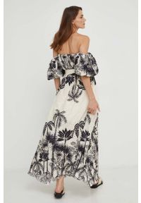 Answear Lab sukienka bawełniana kolor biały maxi rozkloszowana. Typ kołnierza: dekolt w karo. Kolor: biały. Materiał: bawełna. Typ sukienki: rozkloszowane. Styl: wakacyjny. Długość: maxi #5