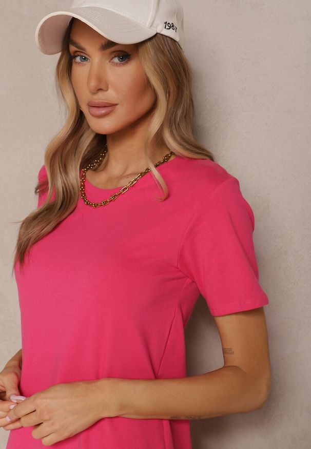 Renee - Różowa Sukienka z Bawełny o T-shirtowym Fasonie Niliora. Okazja: na co dzień. Kolor: różowy. Materiał: bawełna. Typ sukienki: sportowe. Styl: sportowy, casual, elegancki