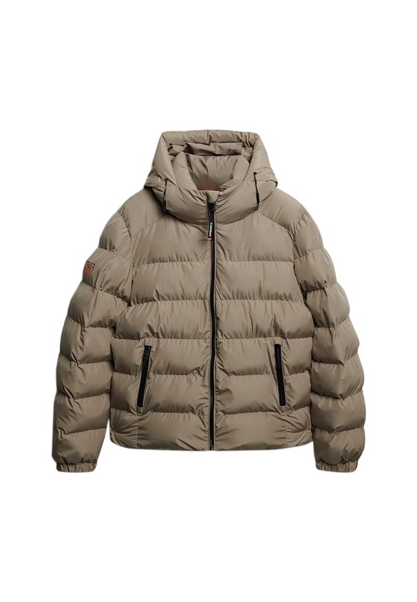 Kurtka puchowa Superdry Sports. Okazja: na co dzień. Kolor: beżowy. Materiał: puch. Styl: casual, sportowy