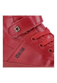 Big-Star - Czerwone Sneakersy Big Star Damskie Buty Na Rzep. Zapięcie: rzepy. Kolor: czerwony. Materiał: guma, materiał, skóra ekologiczna. Szerokość cholewki: normalna #6
