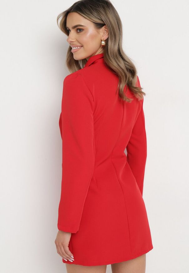 Born2be - Czerwona Sukienka Ionitheme. Okazja: na spotkanie biznesowe, do pracy. Typ kołnierza: dekolt w serek. Kolor: czerwony. Styl: elegancki, klasyczny, biznesowy