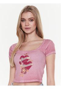 Guess T-Shirt Romance W3RI07 KA0H1 Różowy Slim Fit. Kolor: różowy. Materiał: bawełna #2