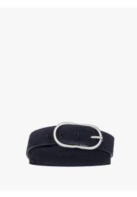Ryłko - Czarny welurowy pasek damski ze srebrną klamrą. Kolor: czarny. Materiał: skóra, welur #1