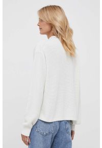Calvin Klein Jeans sweter bawełniany kolor beżowy z półgolfem. Kolor: beżowy. Materiał: bawełna. Długość rękawa: długi rękaw. Długość: długie. Wzór: ze splotem #2