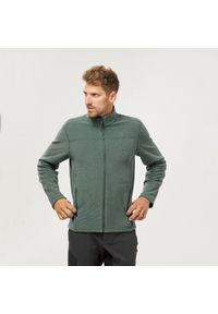 quechua - Polar turystyczny męski Quechua MH100 zamek. Typ kołnierza: kołnierzyk stójkowy. Kolor: zielony. Materiał: materiał, poliester. Sport: wspinaczka