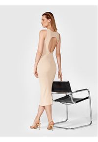 Simple Sukienka letnia SUD013 Beżowy Slim Fit. Kolor: beżowy. Materiał: syntetyk. Sezon: lato #5