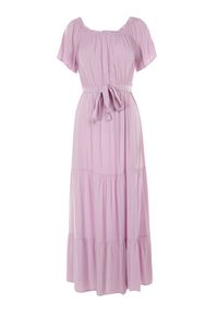 Born2be - Liliowa Sukienka Kissorise. Kolor: fioletowy. Materiał: materiał. Długość rękawa: krótki rękaw. Sezon: wiosna, lato. Długość: maxi #6