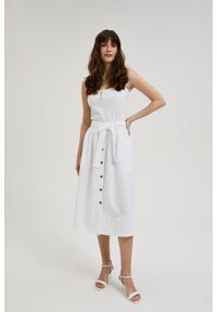 MOODO - Spódnica midi z guzikami z wiązaniem w talii biała. Kolor: biały #1