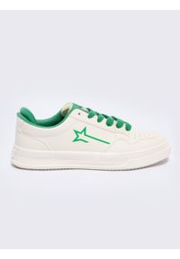 Big-Star - Sneakersy męskie kremowe z zielonymi wstawkami NN174119 801. Okazja: na co dzień. Zapięcie: sznurówki. Kolor: beżowy. Materiał: materiał. Styl: casual, klasyczny, sportowy #1