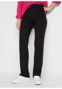 bonprix - Legginsy z poszerzanymi nogawkami. Kolor: czarny. Materiał: bawełna #1