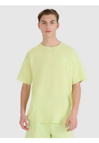 4f - 4F T-shirt oversize gładki uniseks - zielony S. Okazja: na co dzień. Kolor: zielony. Materiał: jersey, bawełna, dzianina. Długość rękawa: krótki rękaw. Długość: krótkie. Wzór: gładki. Styl: sportowy, klasyczny, casual #1